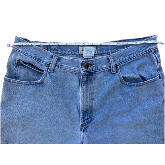 VTG LL Bean Classic Fit Jean 35x29 (32x28) 90s Light Wash Fade Distressed Denim - Picture 3 of 15